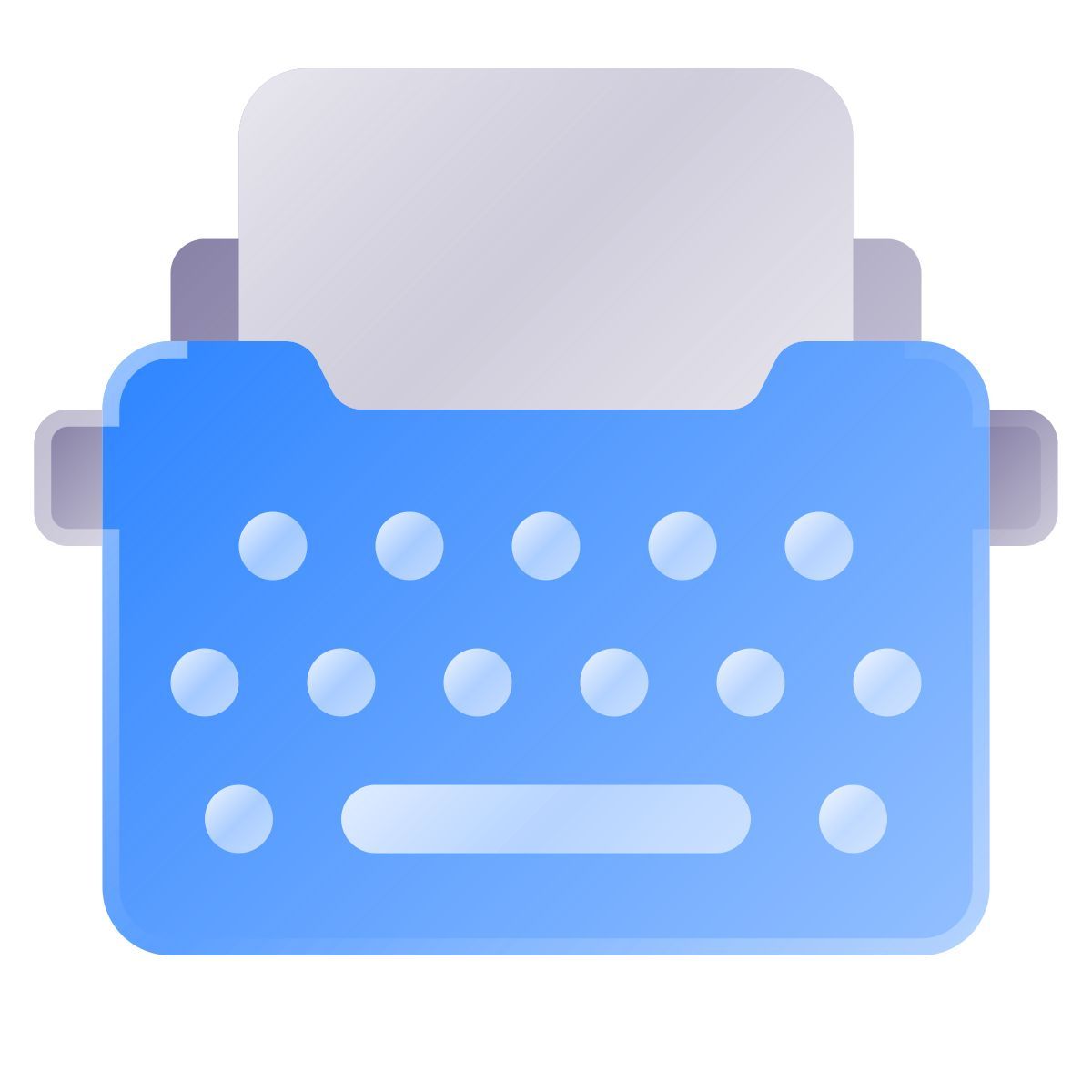 liquid glass color style macchina da scrivere con carta icon