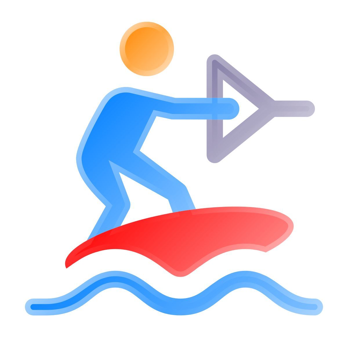 liquid glass color style wakeboarding icon
