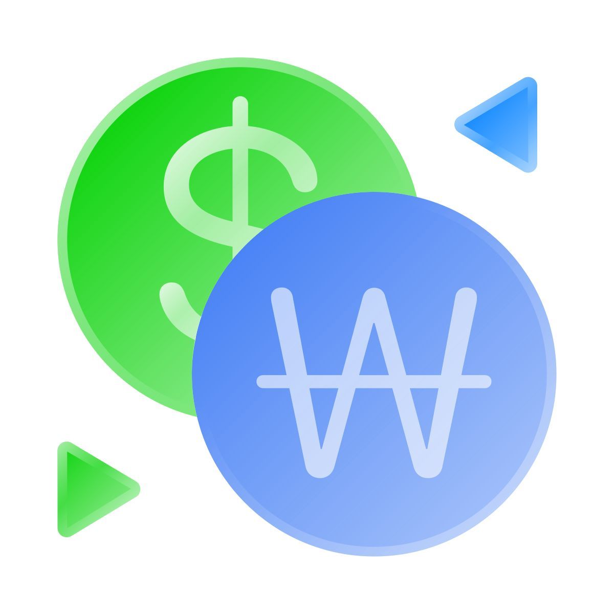liquid glass color style dollar won exchange icon
