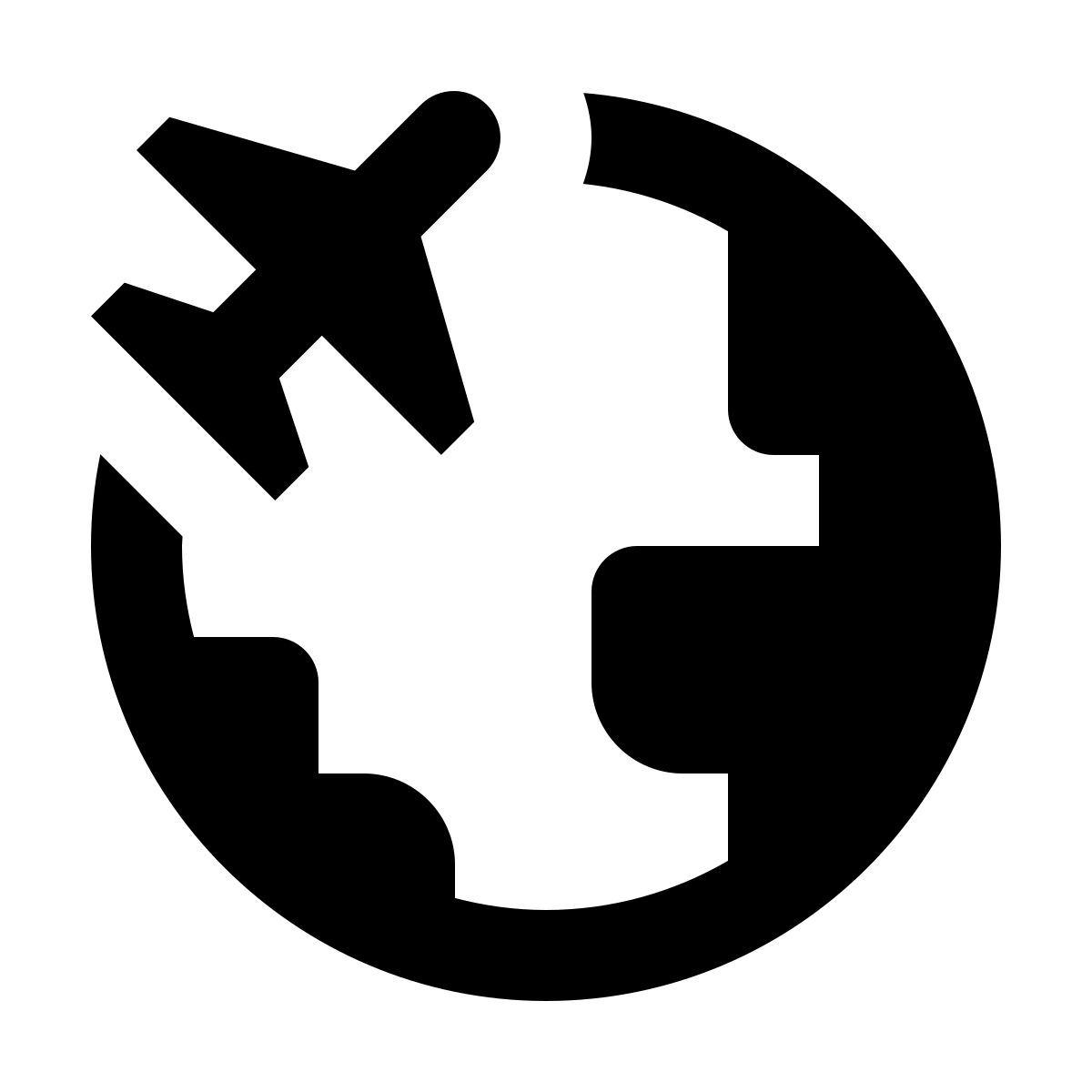 material outlined style around the globe icon