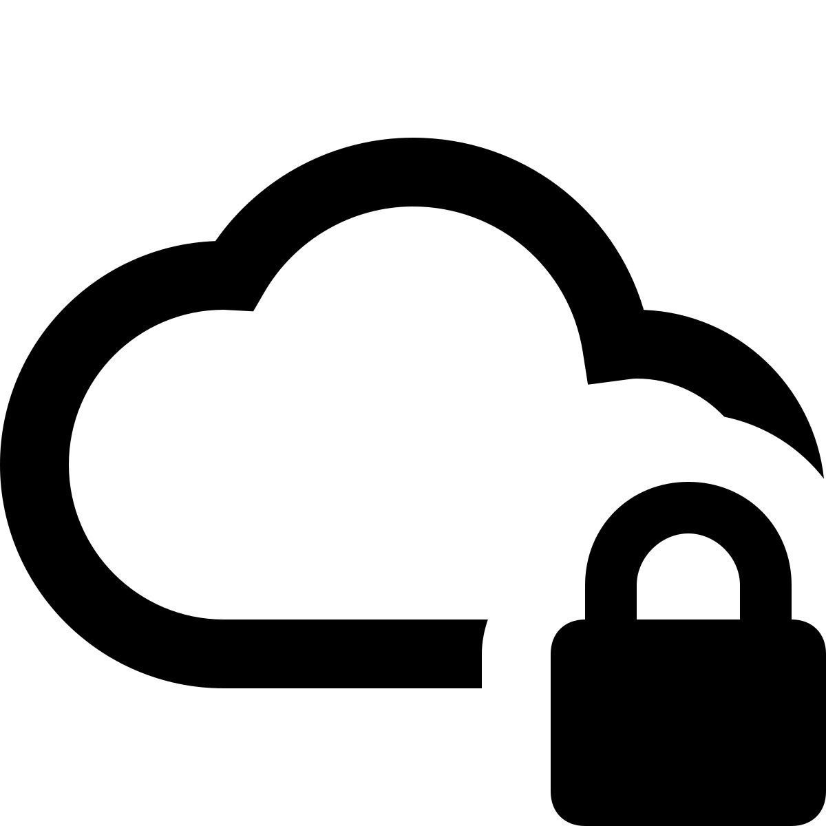 material outlined style secured cloud storage icon