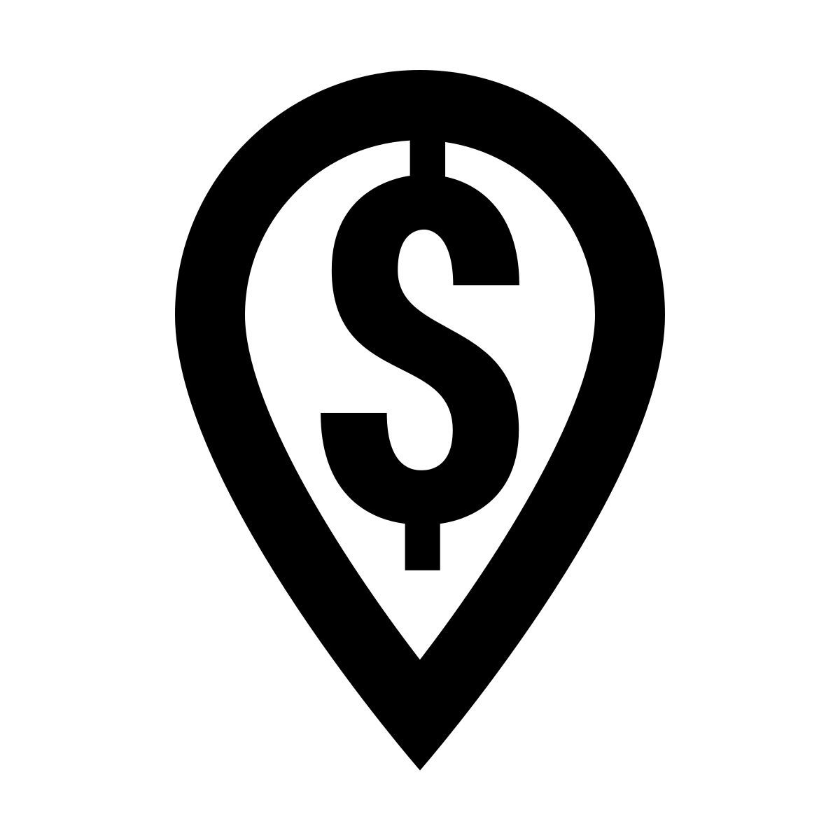 material outlined style dollar place marker icon