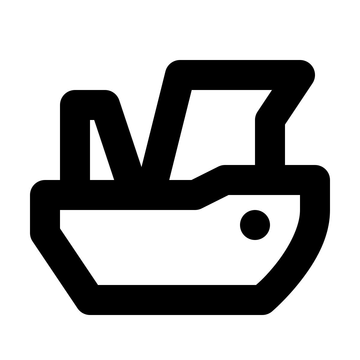 material outlined style bateau de pêche icon