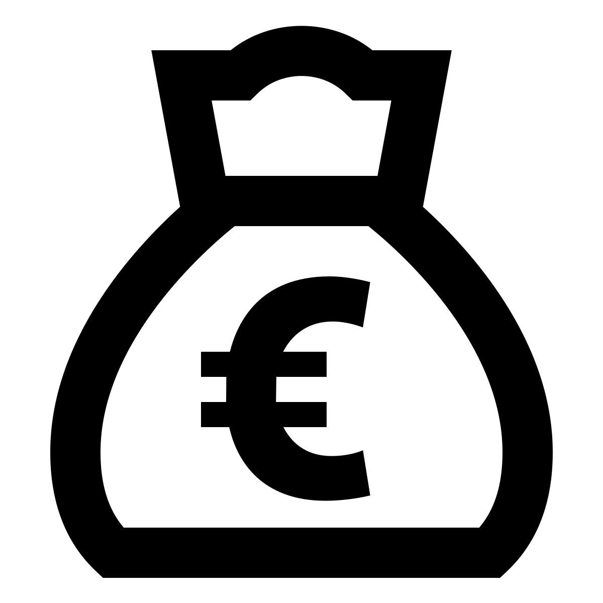 material outlined style sac d'argent euro icon