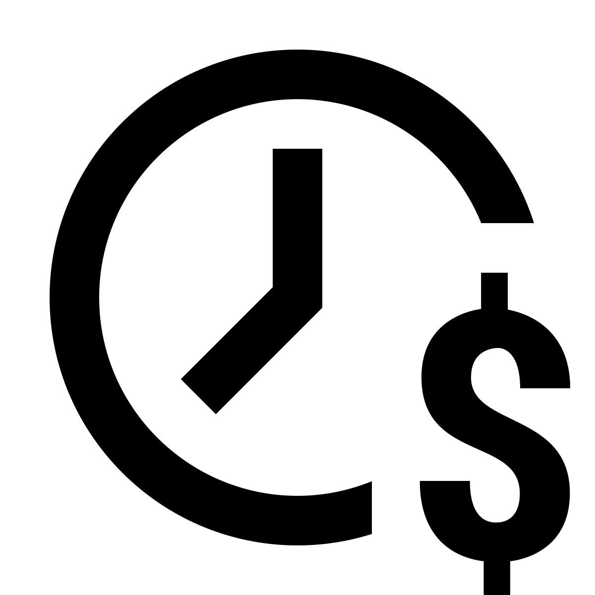 material outlined style time to pay icon