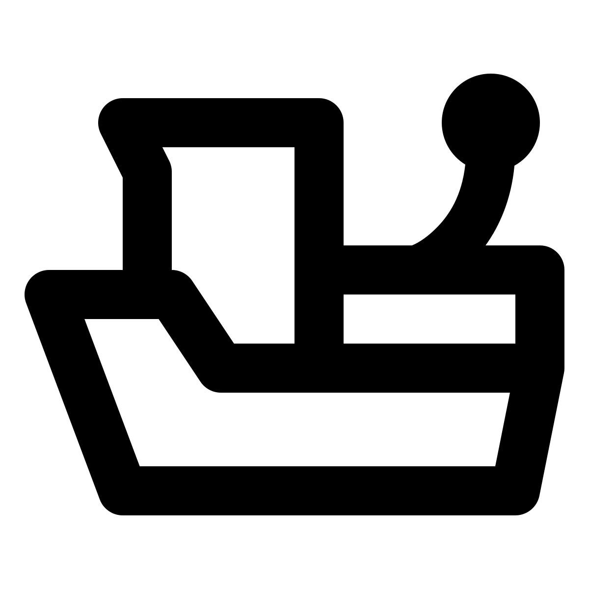 material outlined style moored boat icon