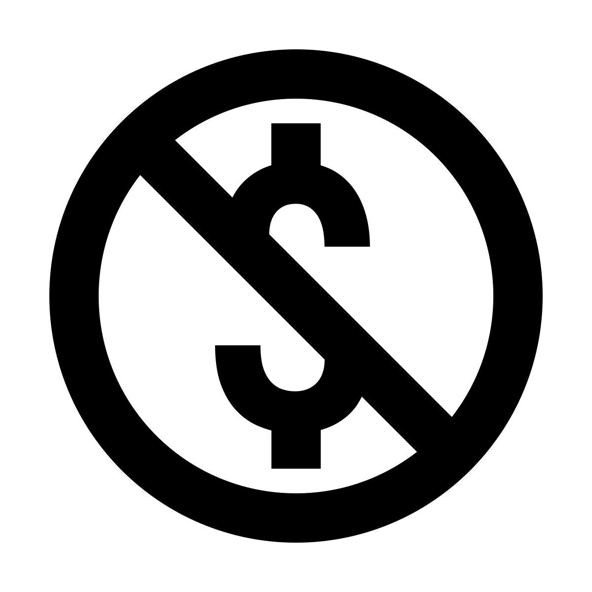 material outlined style no hidden fees icon