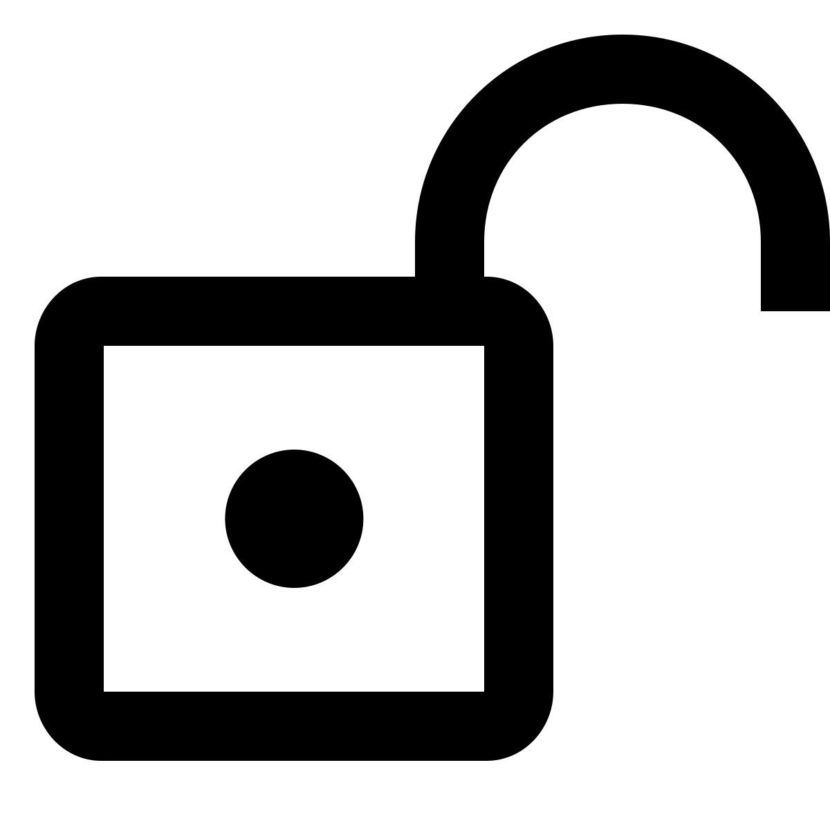 material outlined style open lock icon