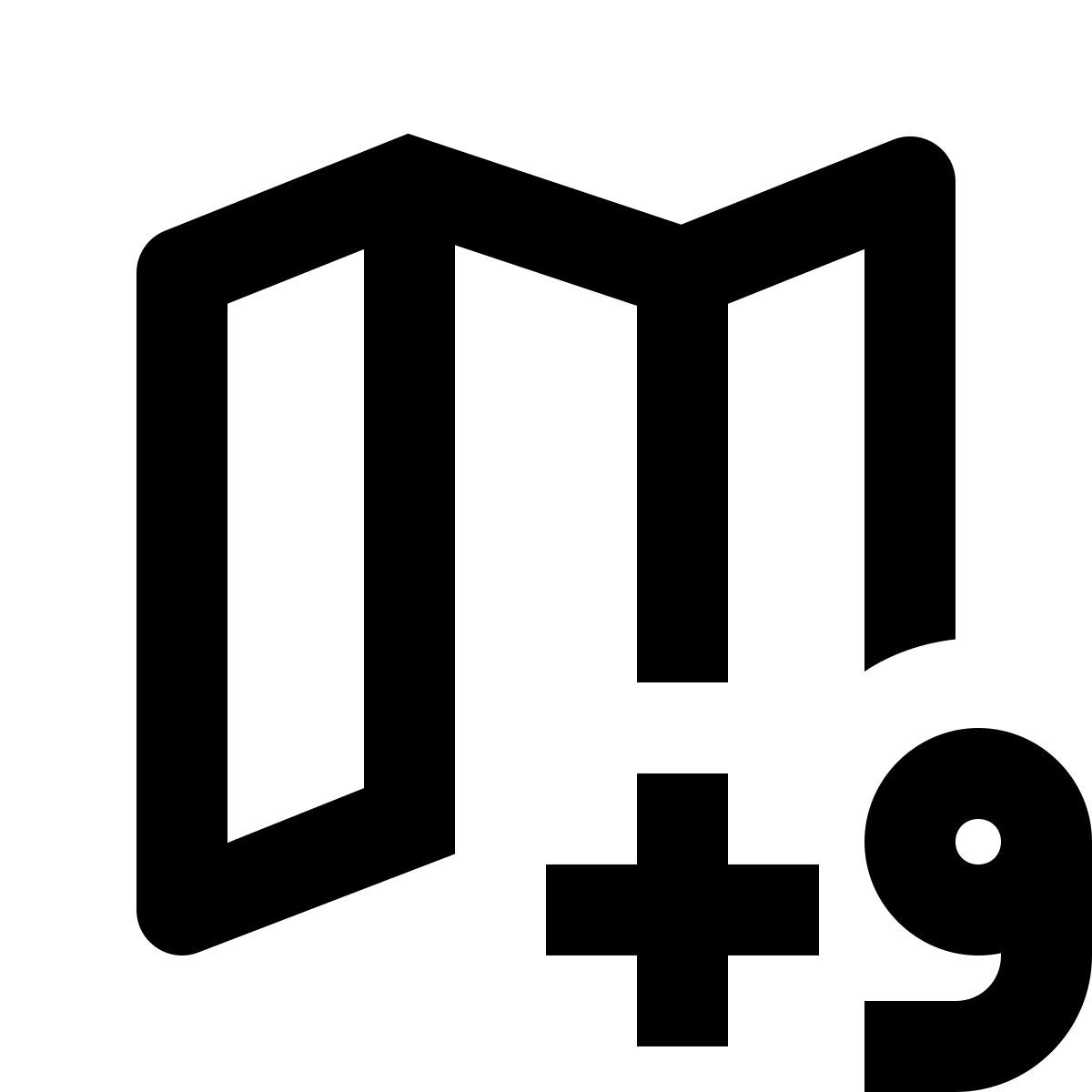 material outlined style zeitzone +9 icon