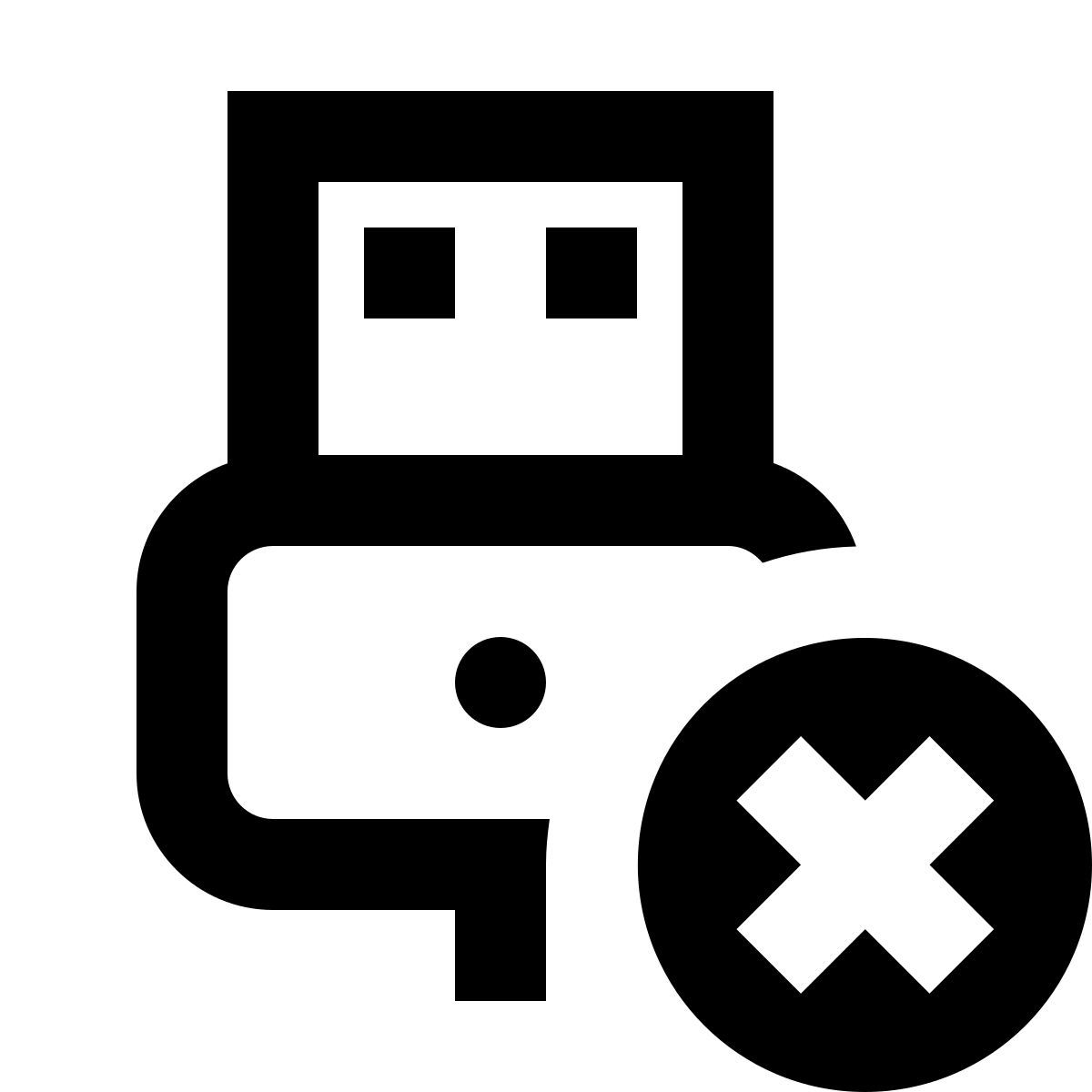 material outlined style usb disconnected icon