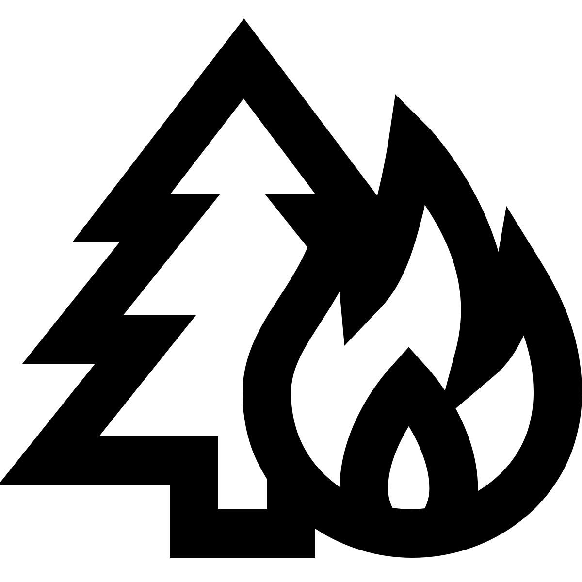 material outlined style incendio forestal icon