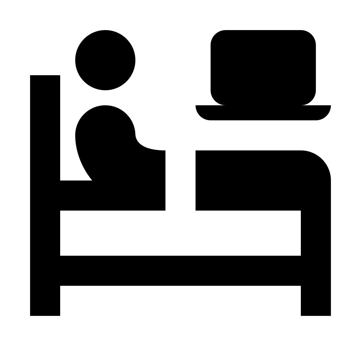 material outlined style work in bed icon