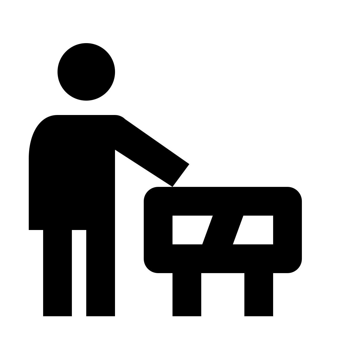 material outlined style operaio con blocco stradale icon