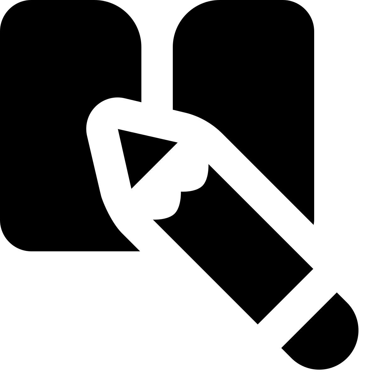 material rounded style libro y lápiz icon