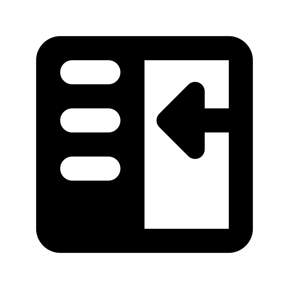 material rounded style 사이드 패널 숨기기 icon