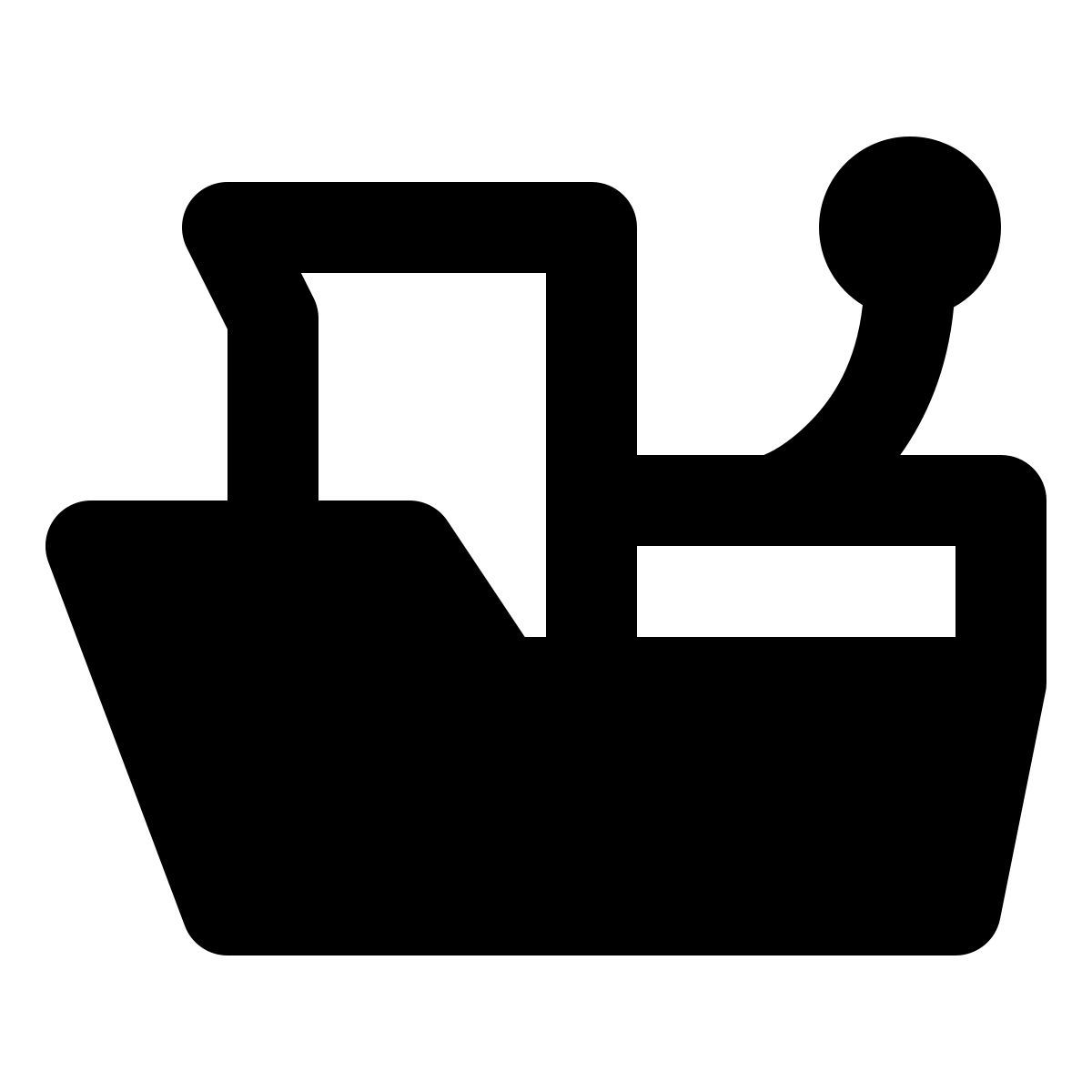 material rounded style moored boat icon