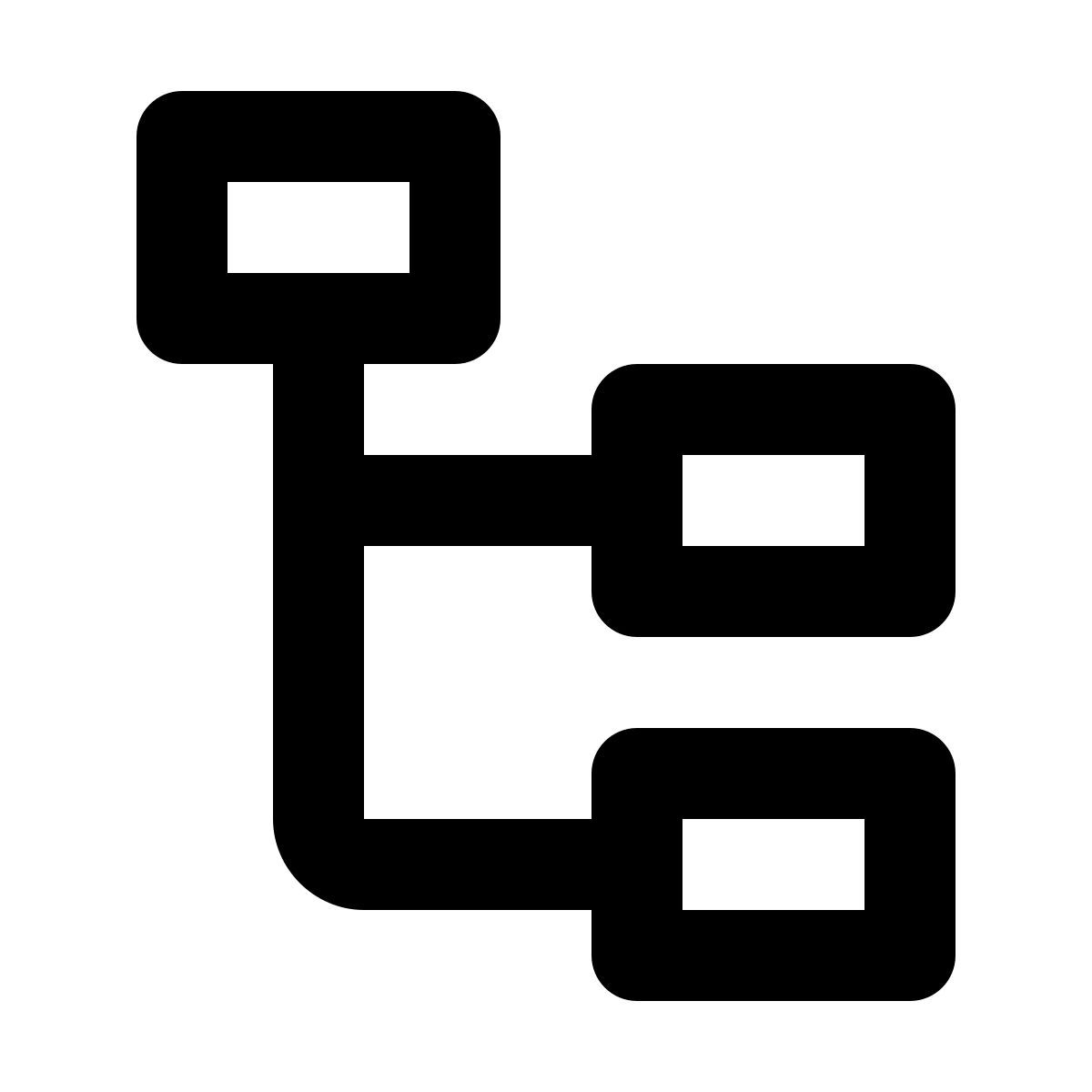 material rounded style stacked organizational chart icon