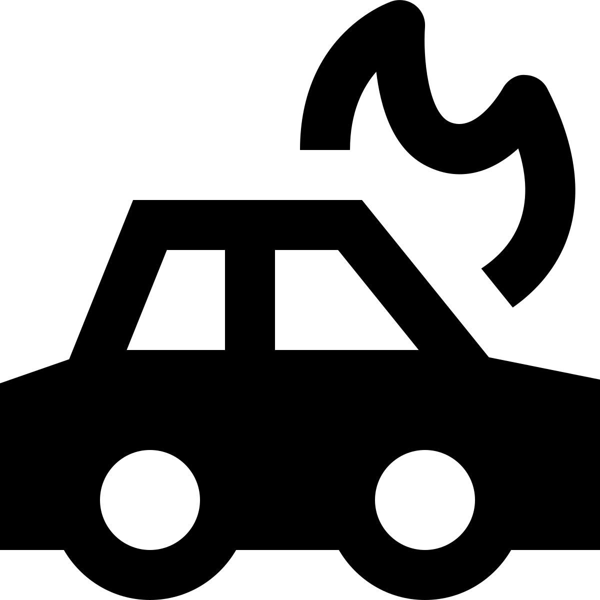 material sharp style incêndio no carro icon