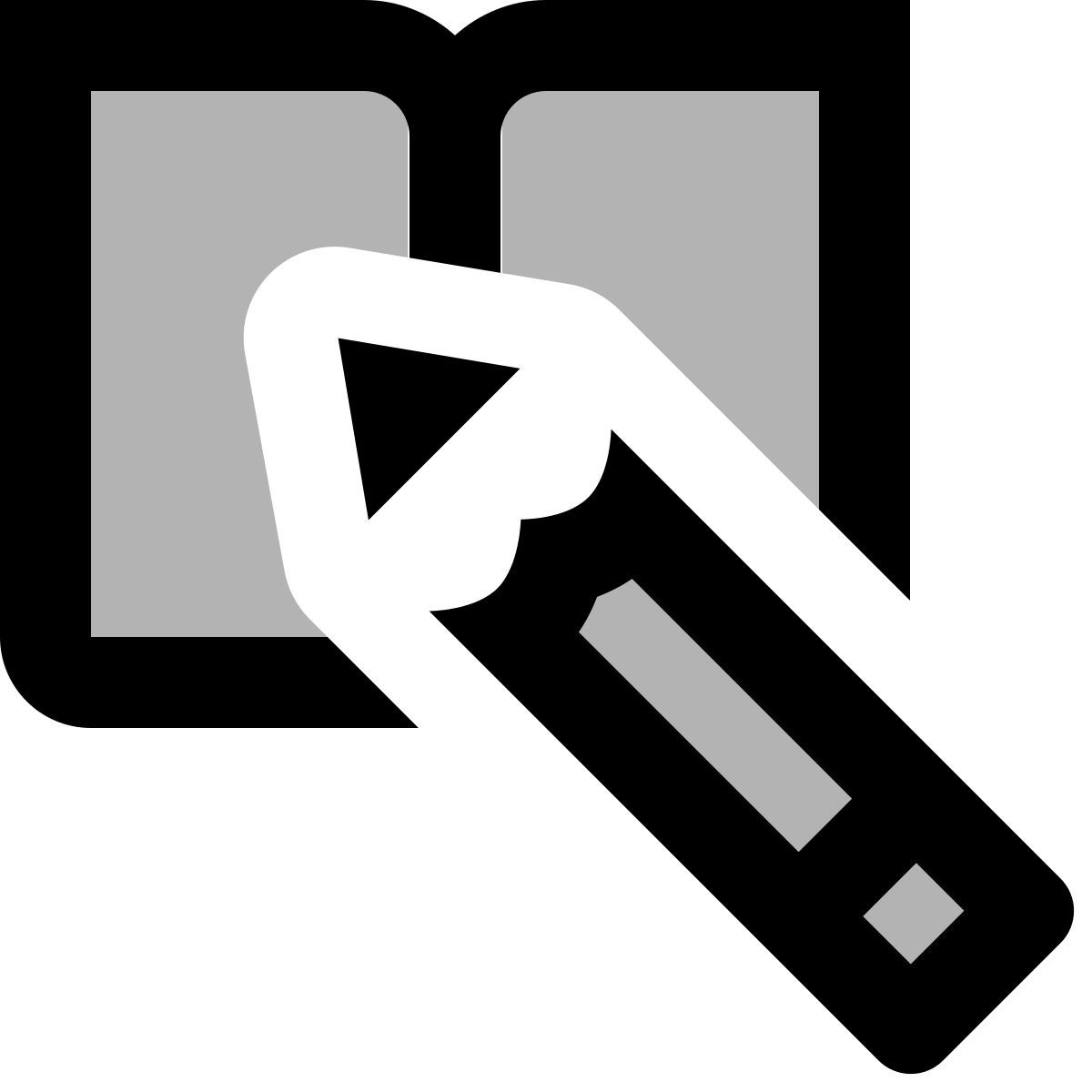 material two tone style book and pencil icon