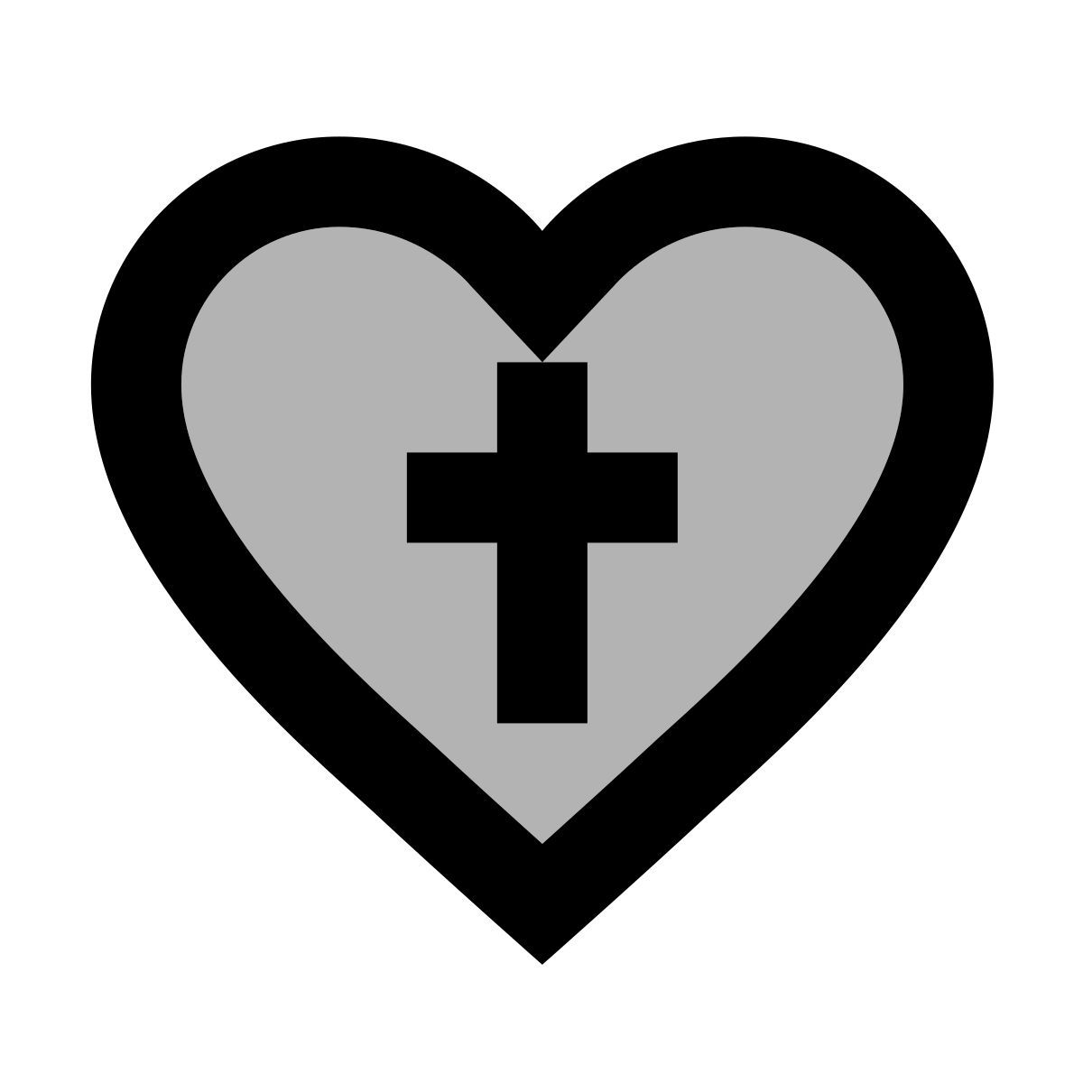 material two tone style herz kreuz icon