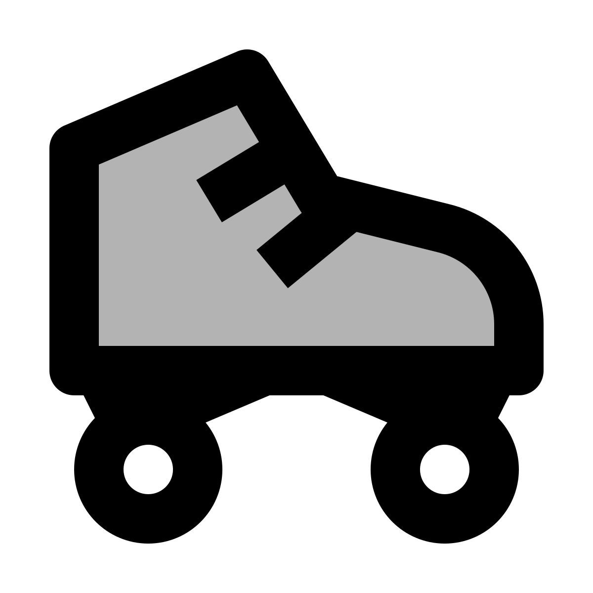 material two tone style roller skates icon