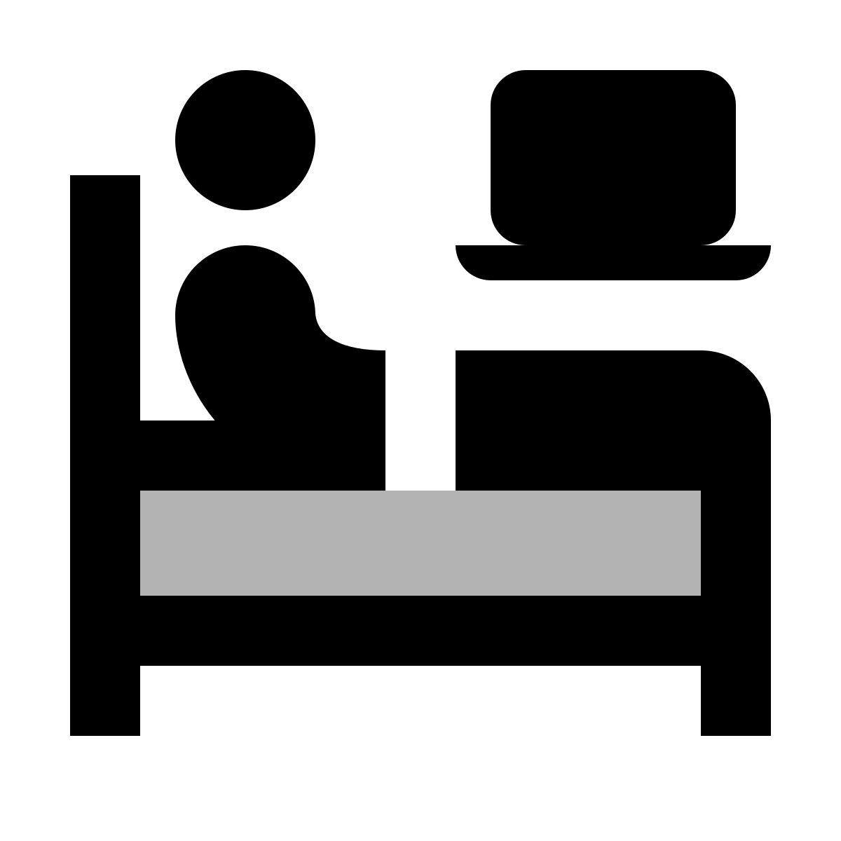 material two tone style 침대에서 작업 icon