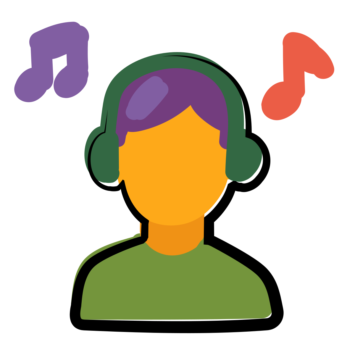 matisse style listening to music on headphones icon