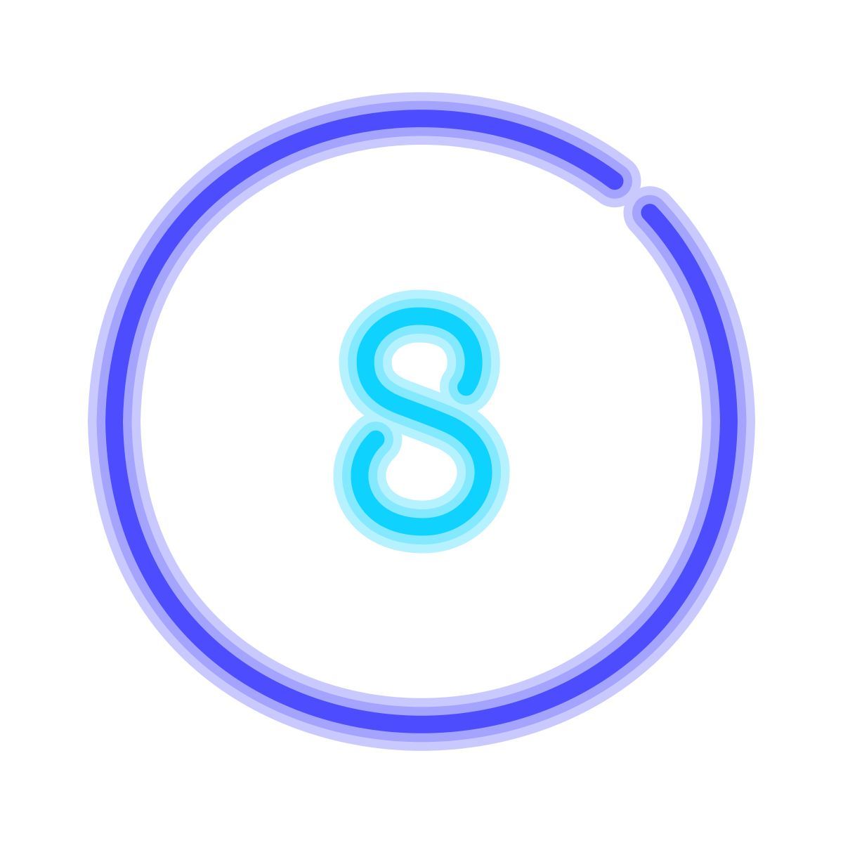 neon style circled 8 icon