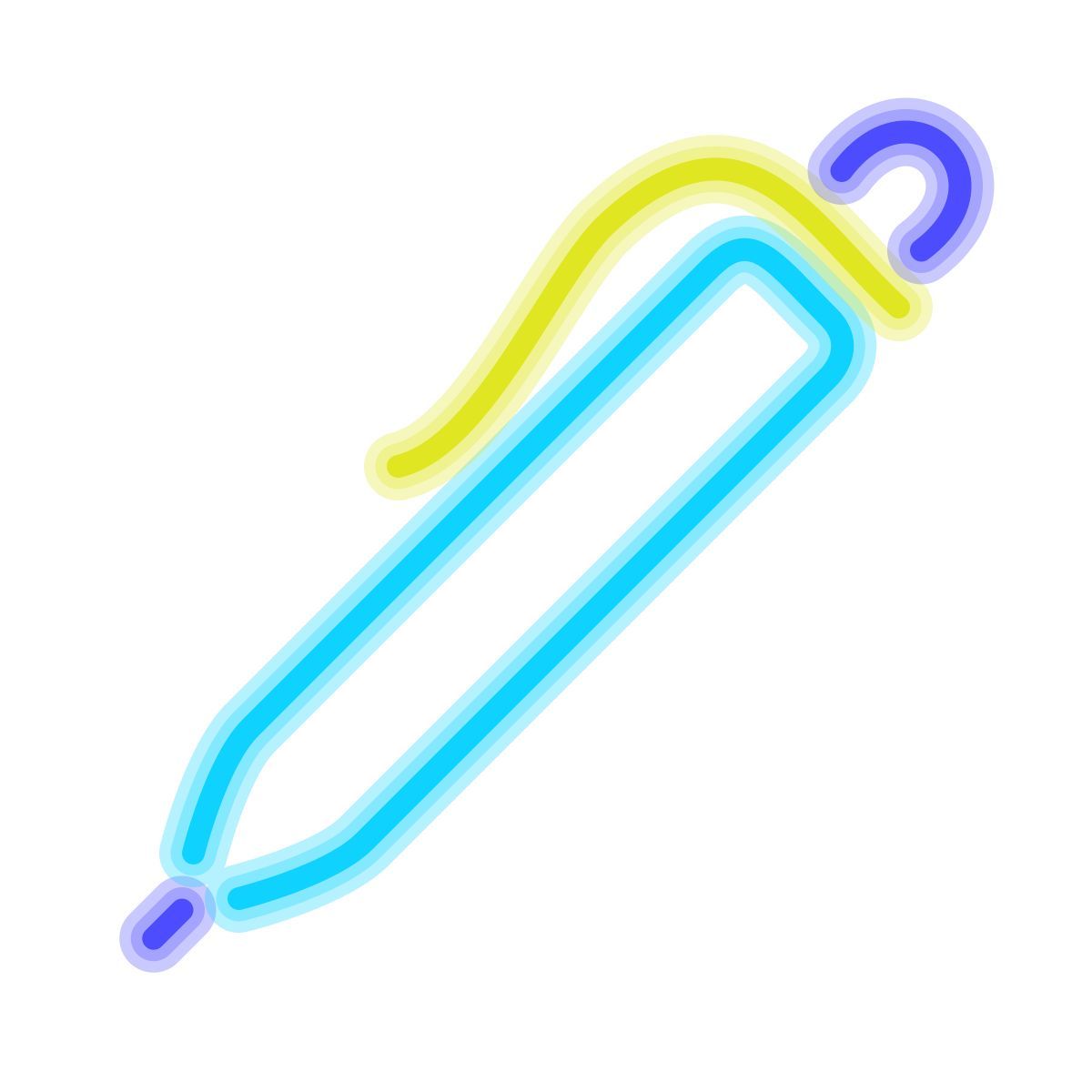 neon style ball point pen icon