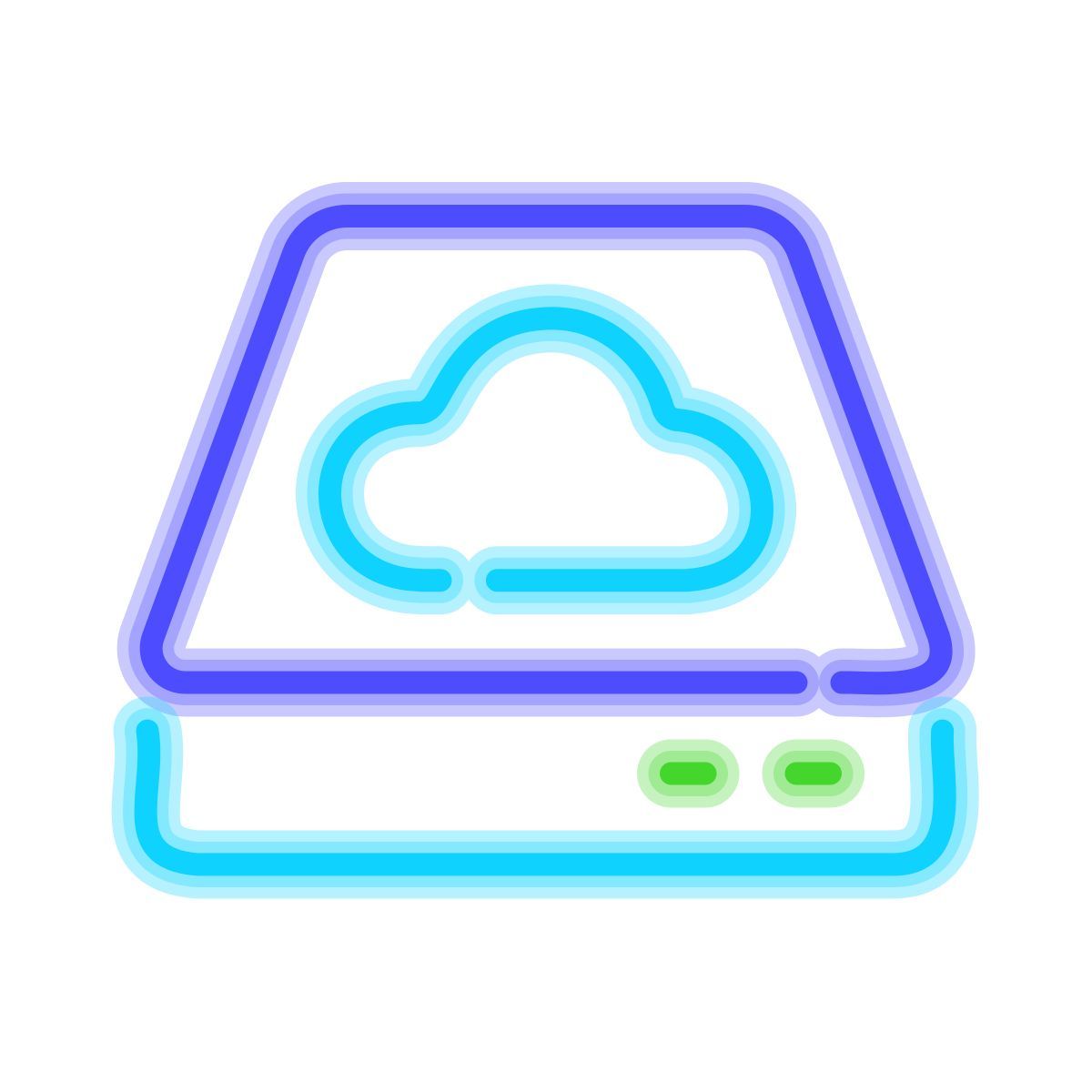 neon style spazio di archiviazione cloud icon