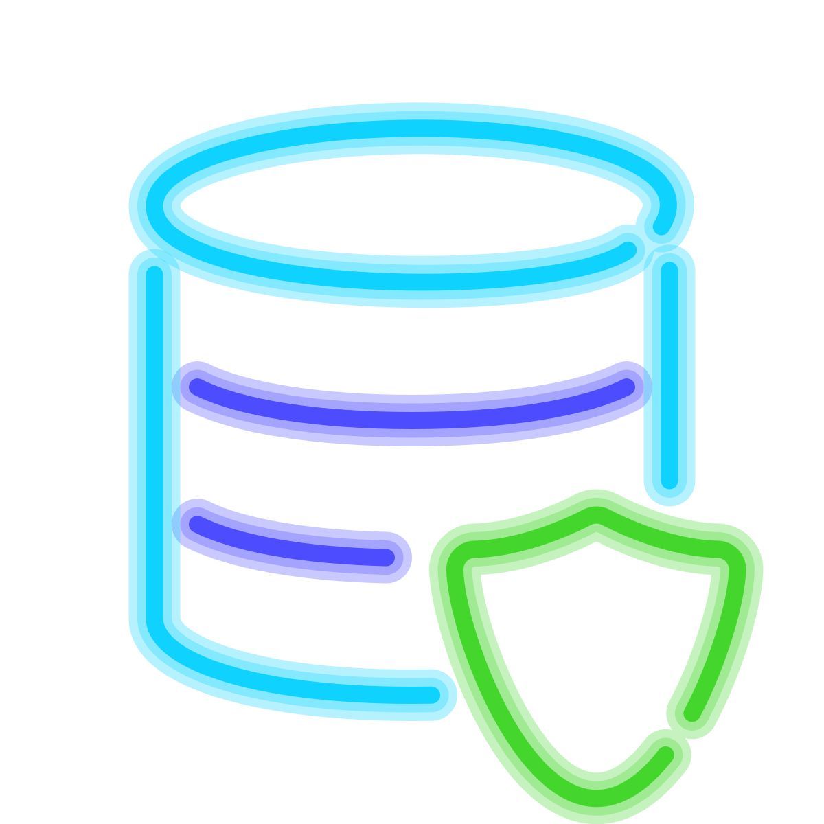 icono protección de datos neon estilo