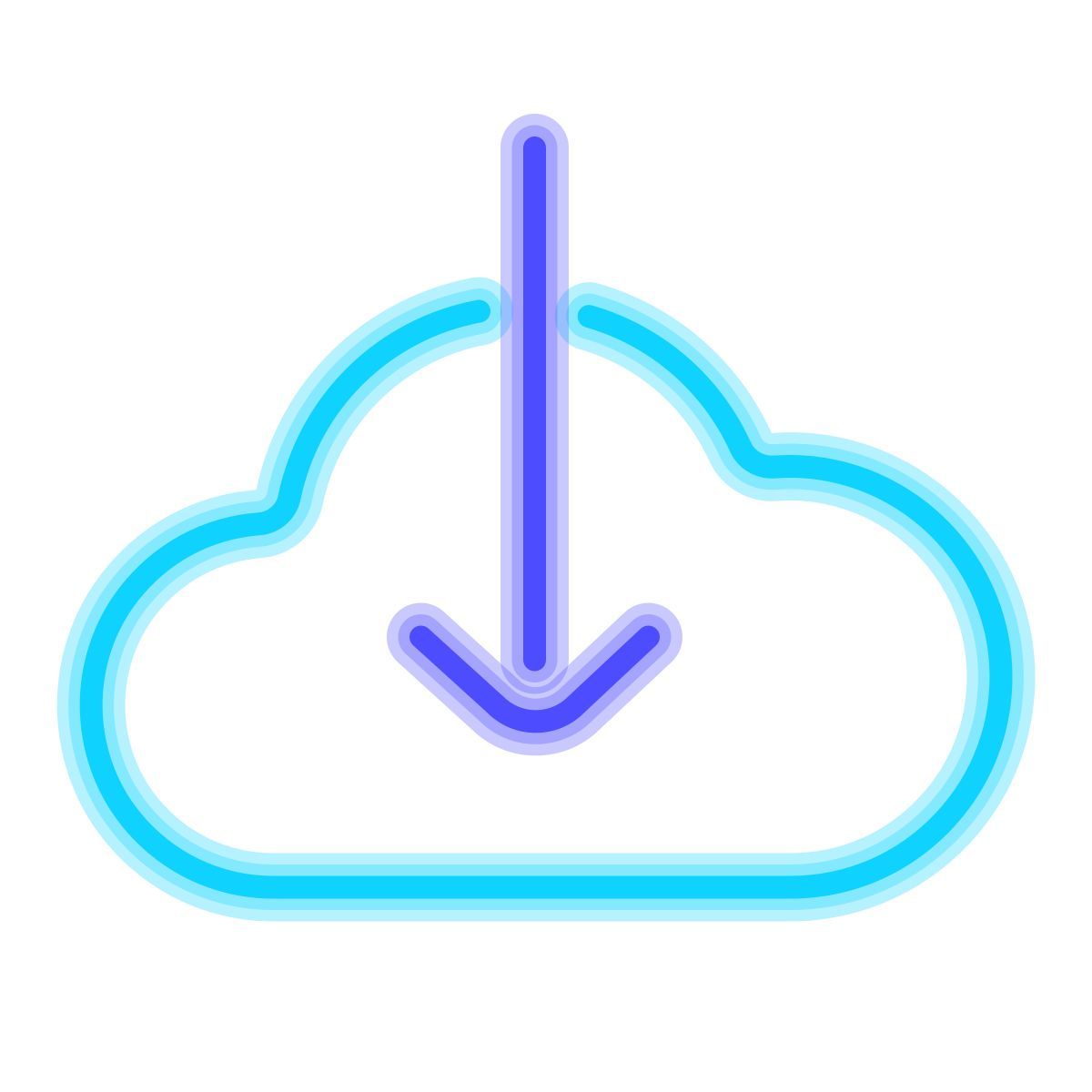 icono descargar desde la nube neon estilo