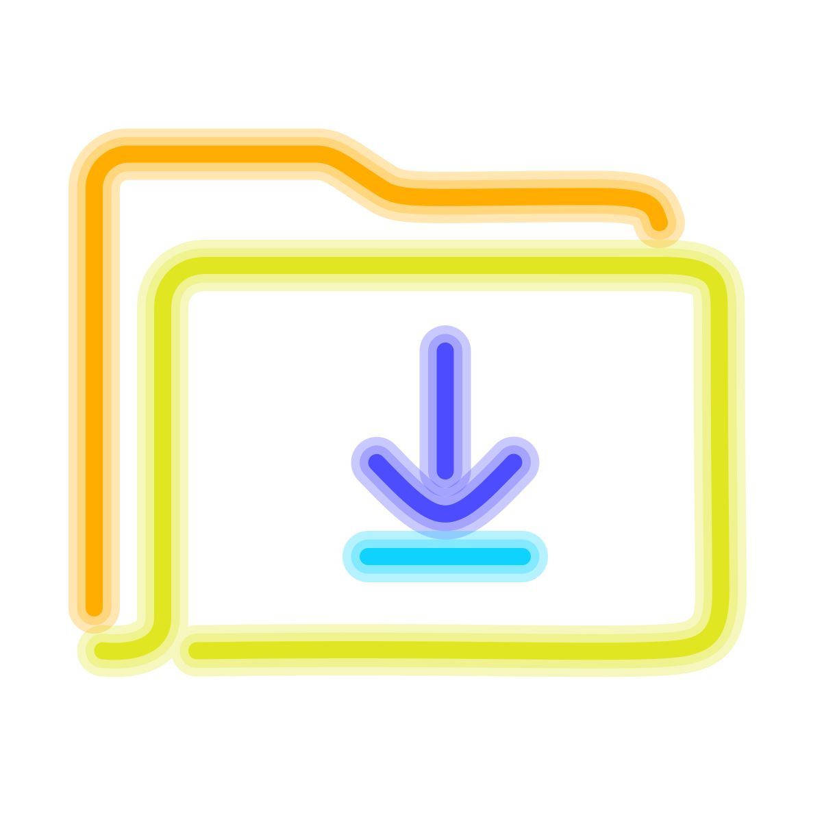 neon style cartella download icon