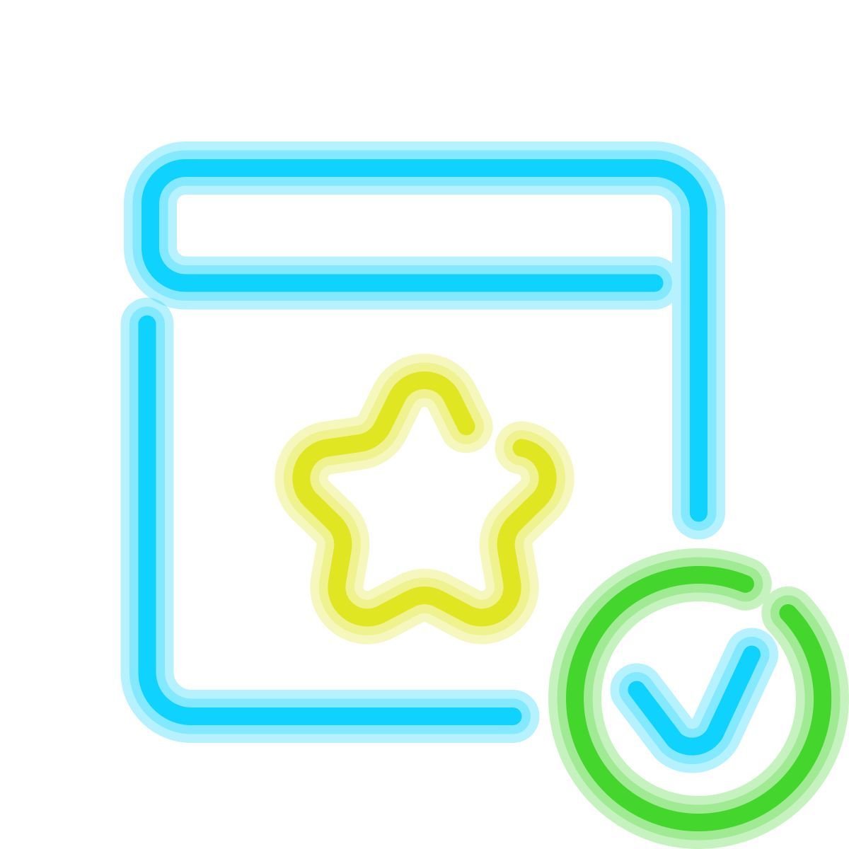 icon evento aceito neon estilo