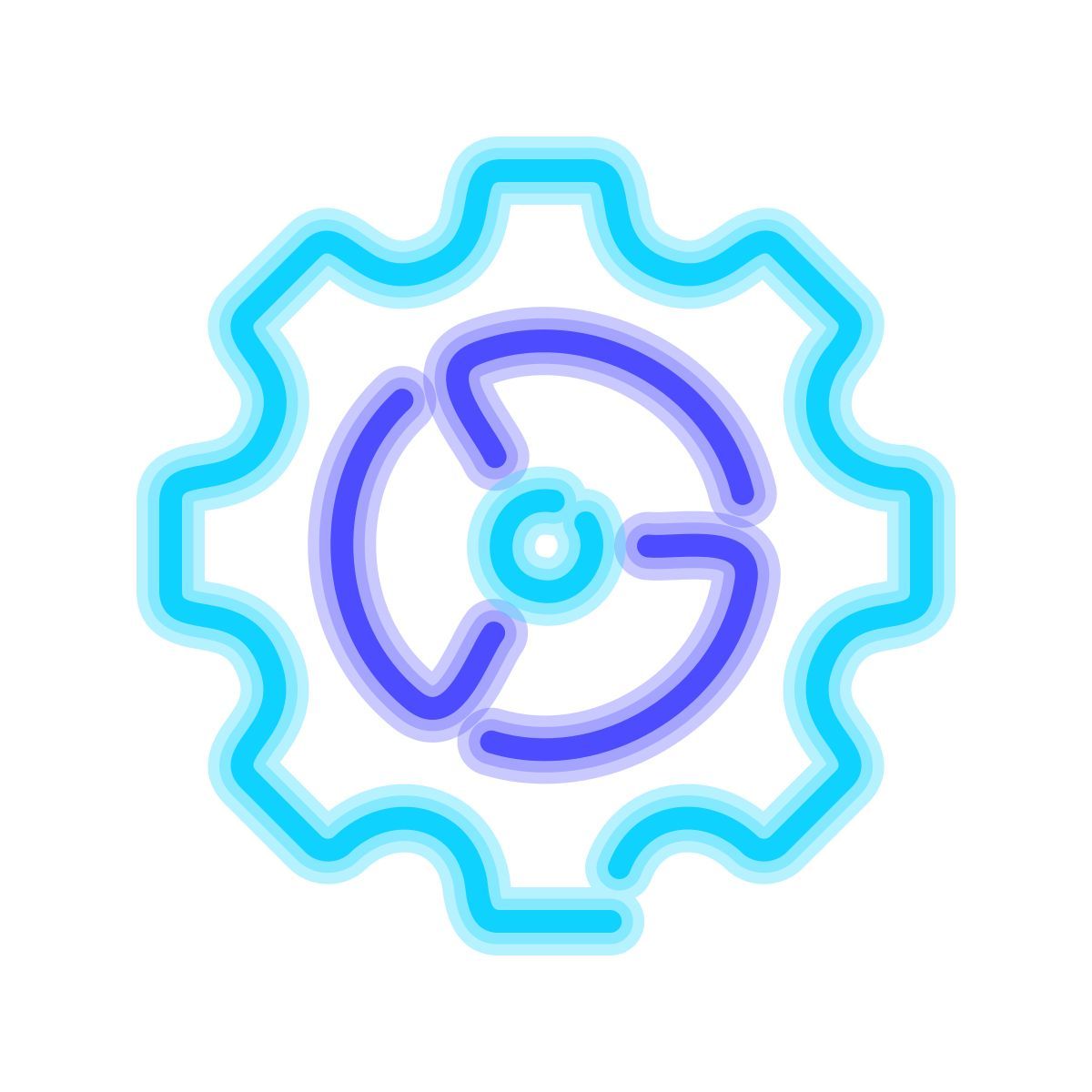 neon style zahnrad icon