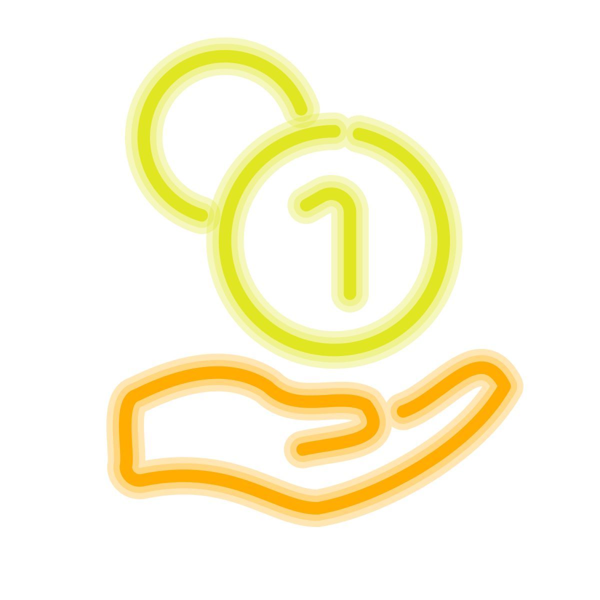 neon Stil bargeld erhalten Icon