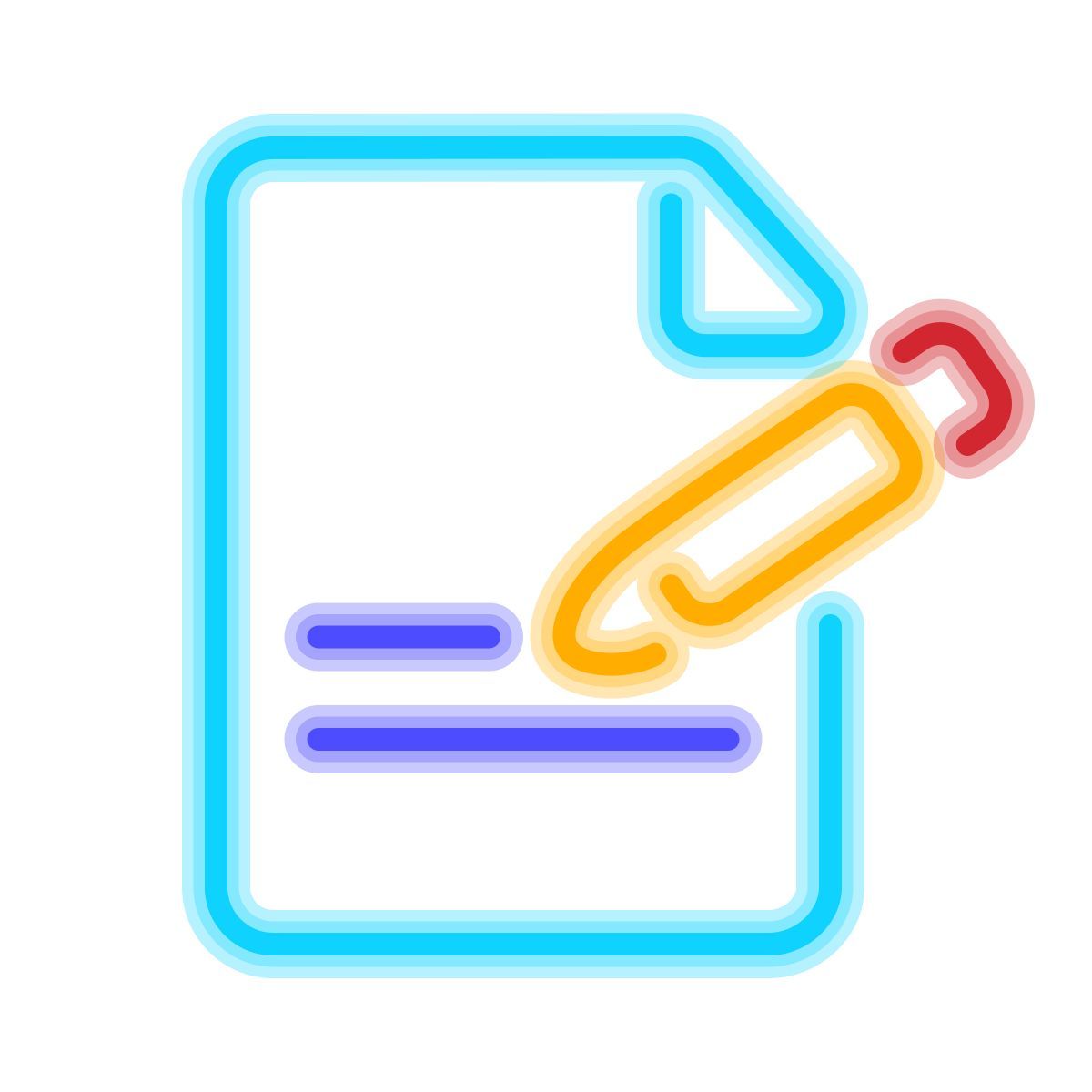 icon assinando um documento neon estilo