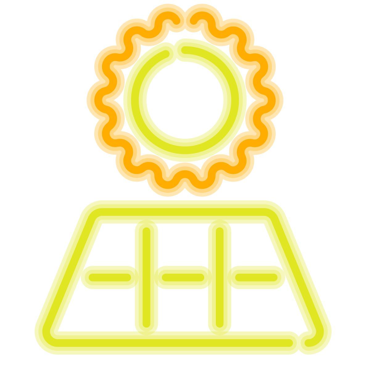 neon style solar panel icon