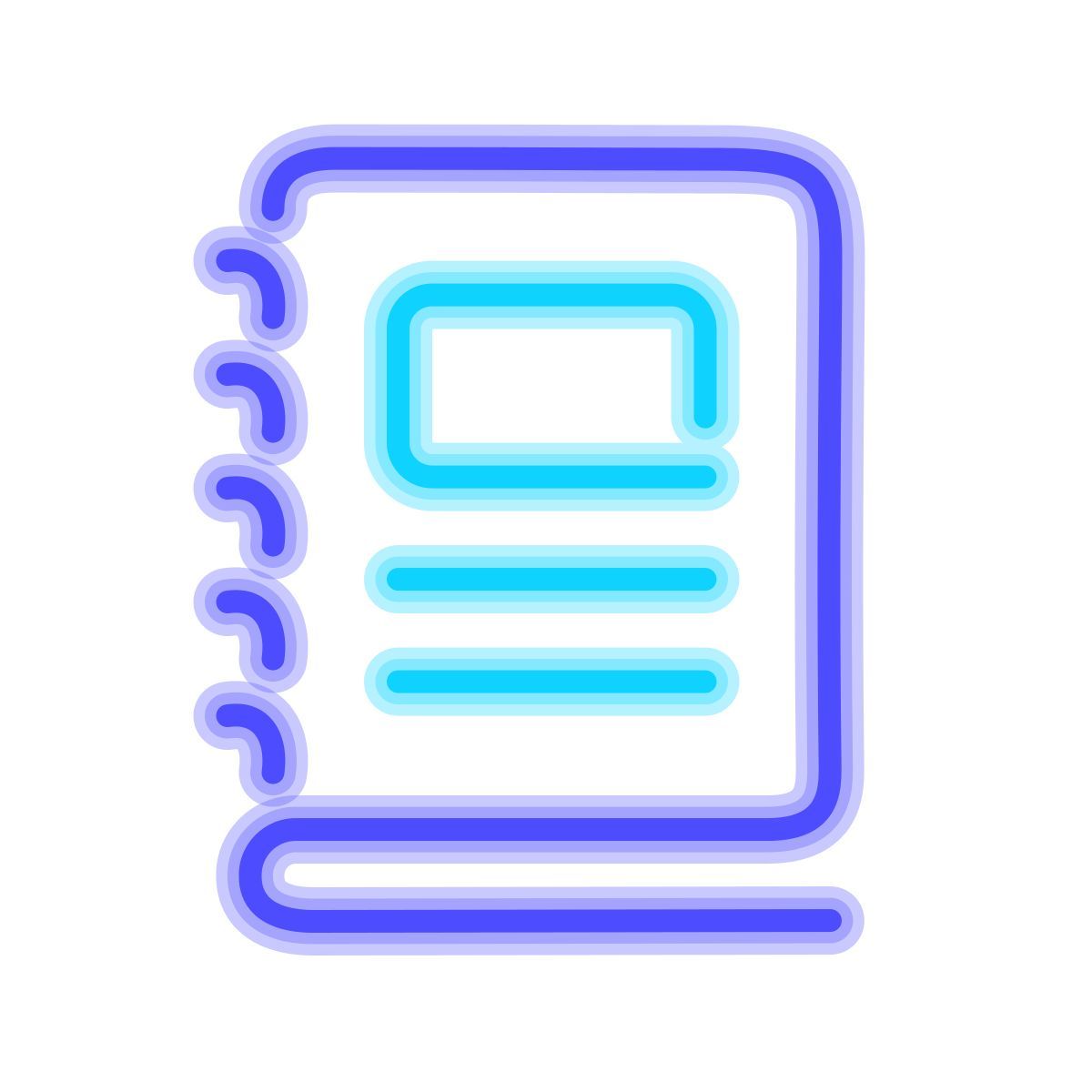 neon style spiral bound booklet icon