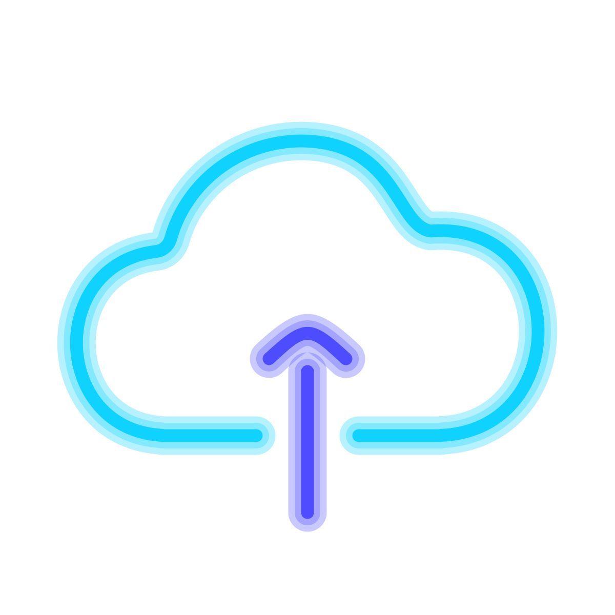 neon style upload to cloud icon