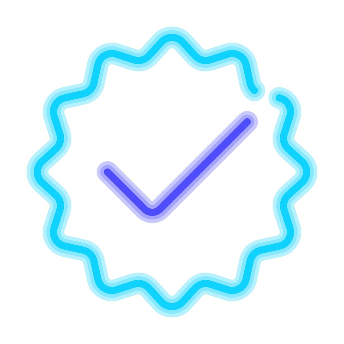 icon crachá verificado neon estilo