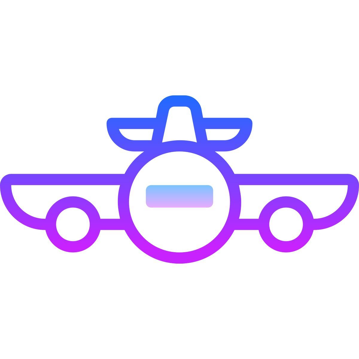 gradient style vista frontale dell'aeroplano icon