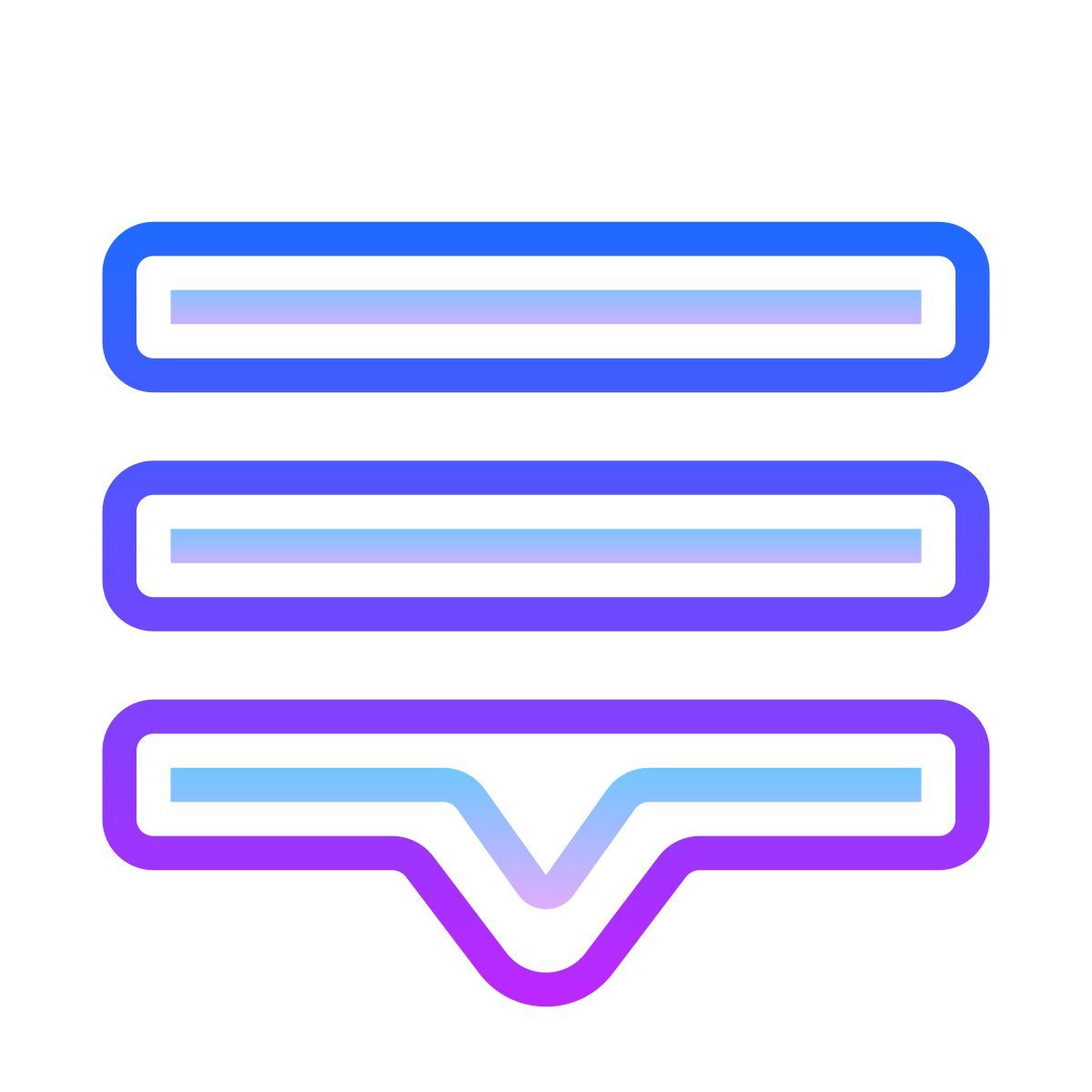 gradient style arrastrar lista hacia abajo icon