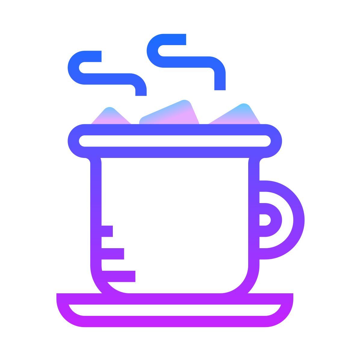 gradient style heiße schokolade mit marshmallows icon
