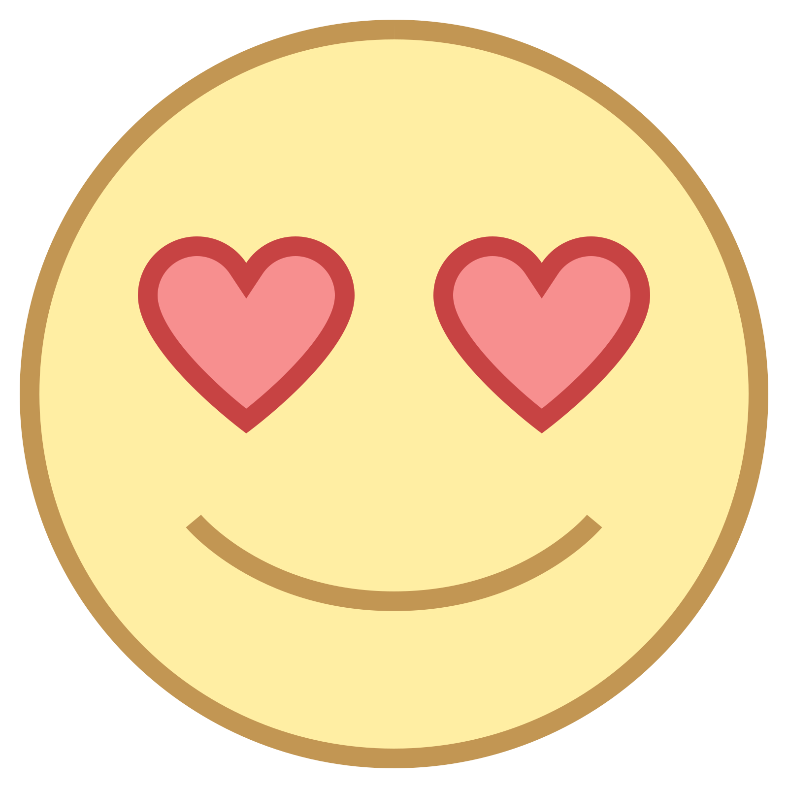 the "in love" icon is represented by a round, smiling face.