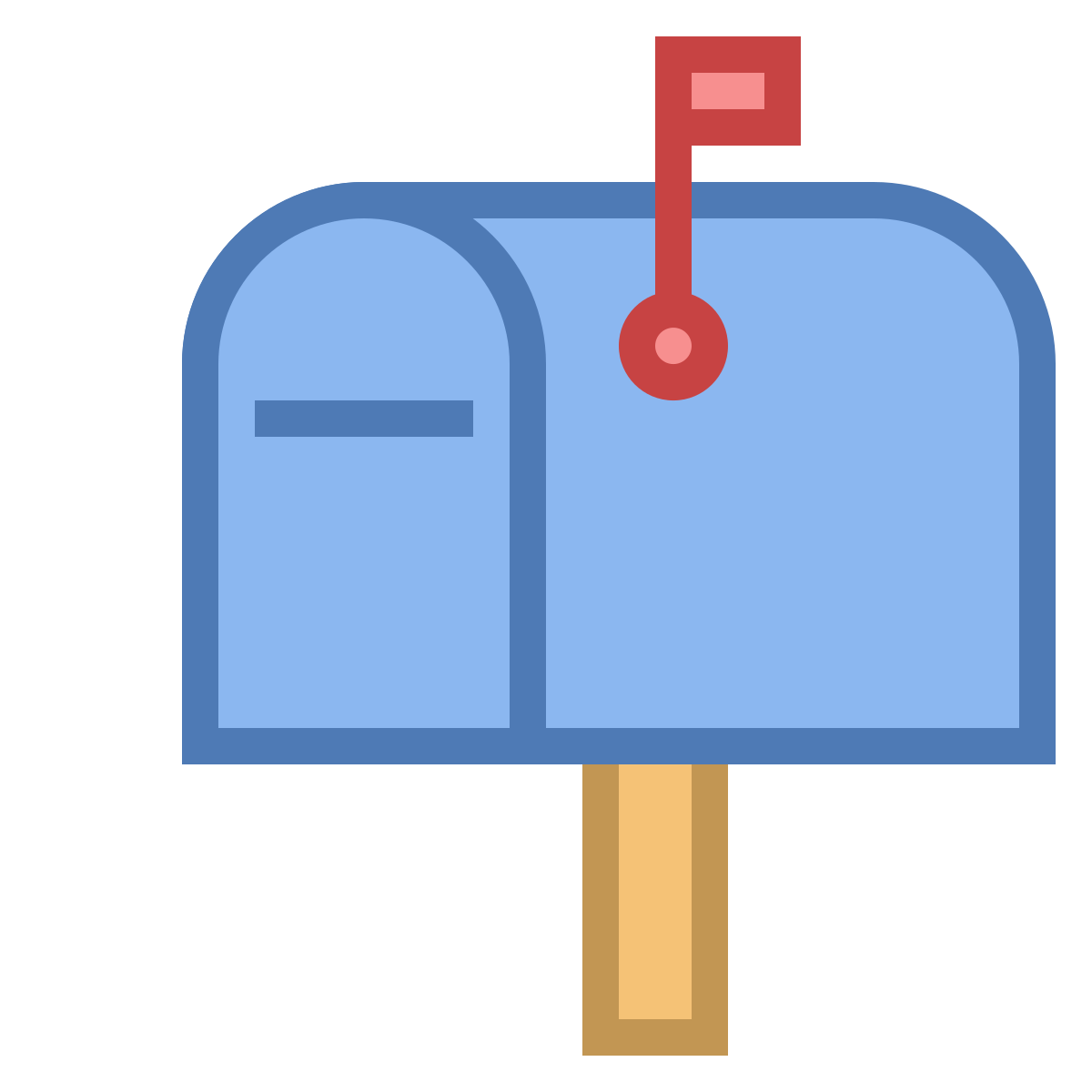 office s style mailbox closed flag up icon