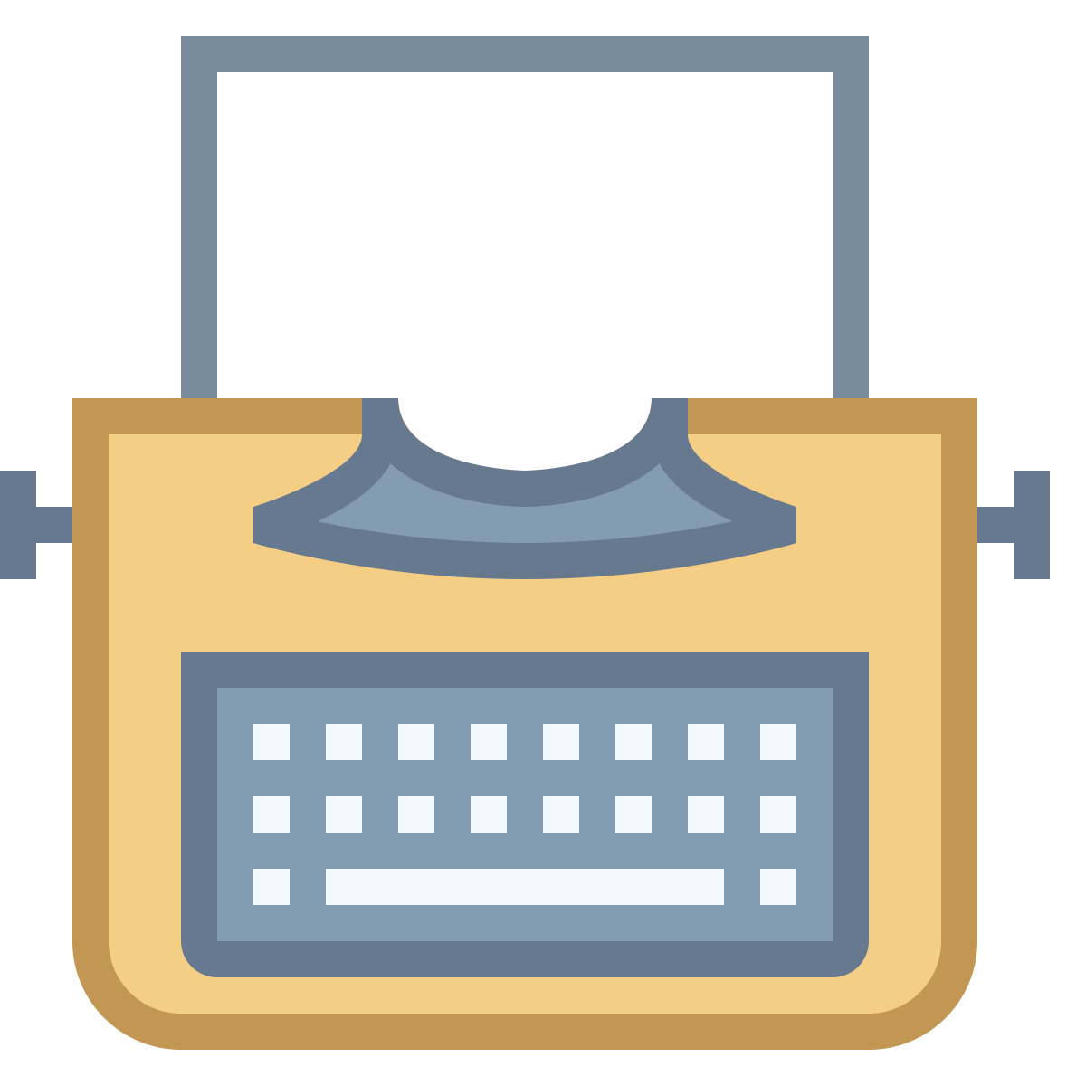 office s style typewriter with paper icon