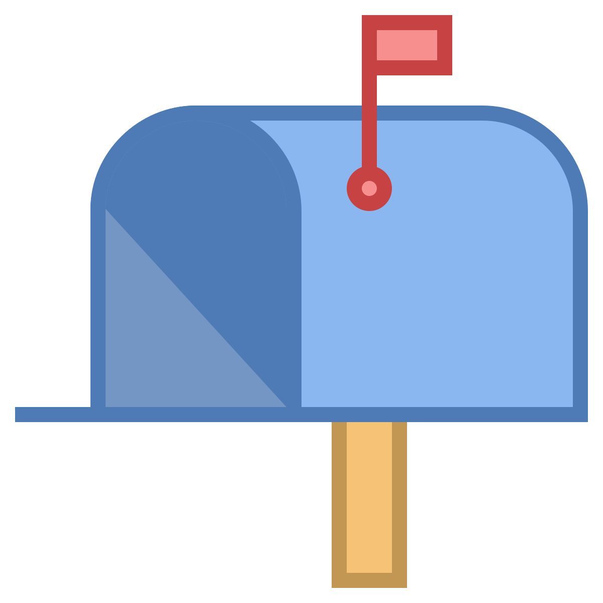 office m style buzón abierto bandera arriba icon