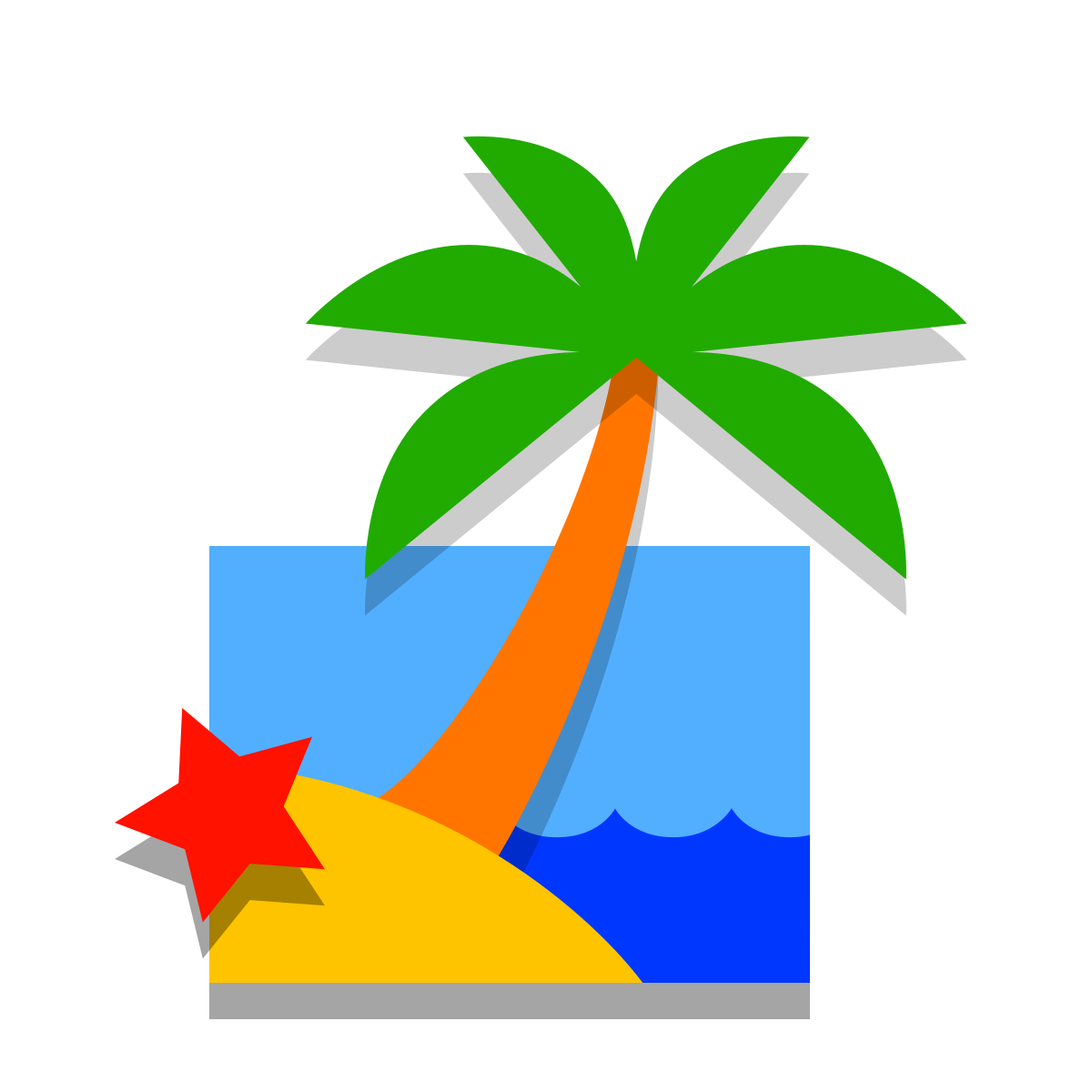 papercut style beach icon