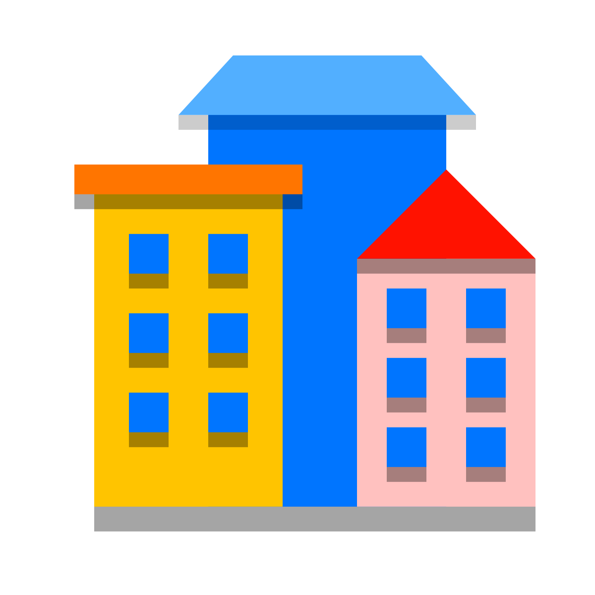 papercut style city buildings icon